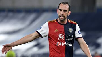 Diego Godín, jugador del Cagliari, durante un partido.
