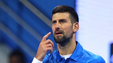 Tennis - Qatar Open - Khalifa International Tennis and Squash Complex, Doha, Qatar - February 18, 2025 Serbia's Novak Djokovic looks dejected after losing his round of 32 match against Italy's Matteo Berrettini REUTERS/Ibraheem Al Omari