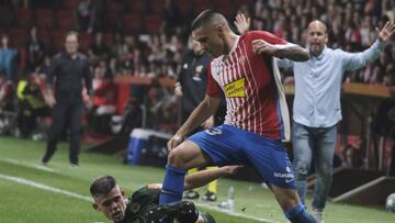 15/09/19 PARTIDO SEGUNDA DIVISION
SPORTING DE GIJON - DEPORTIVO DE LA CORUÑA DJURJEVIC CON MONTERO EN EL SUELO EN EL PARTIDO DE AYER