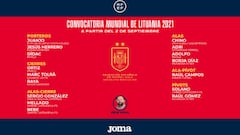 Lista de 16 futbolistas de Espa&ntilde;a para el Mundial de F&uacute;tbol Sala de Lituania.