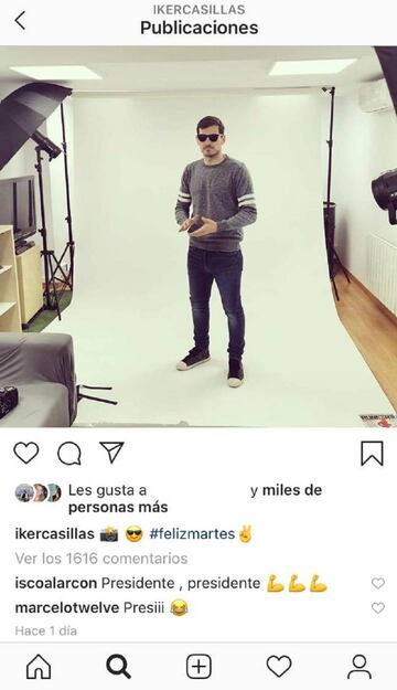 Casillas recibe el apoyo de sus excompañeros en Instagram.