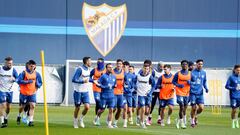 El Málaga, durante un entrenamiento.