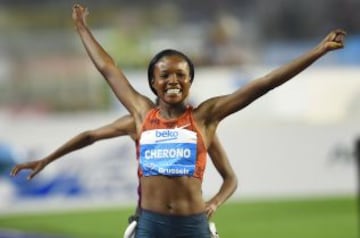 Mercy Cherono, ganadora de los 3000 metros obstáculos en la Diamond League en Bruselas.