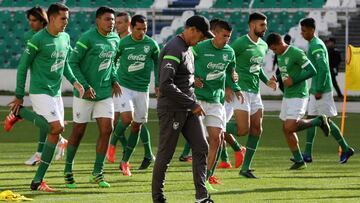 Bolivia, entrenando antes del partido ante Colombia.