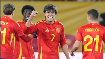 Gonzalo celebra su gol ante Rumanía.