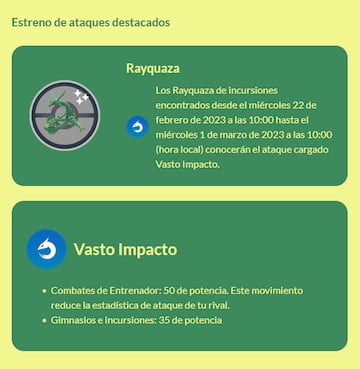 Pokémon GO evento Temblor Primigenio Ataque Destacado Rayquaza