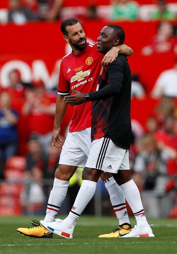 Van Nistelrooy and Andy Cole after the game.