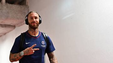 PARIS, FRANCE - AUGUST 13: Sergio Ramos of Paris Saint-Germain arrives at the stadium for the Ligue 1 match between Paris Saint-Germain and Montpellier HSC at Parc des Princes on August 13, 2022 in Paris, France. (Photo by Aurelien Meunier - PSG/PSG via Getty Images)