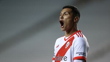 Marcelo Herrera festeja un gol en contra de Rayados.