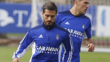 Ros durante un entrenamiento con el Real Zaragoza. 