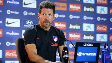 Simeone, en la rueda de prensa del Atl&eacute;tico.