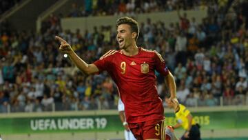 07/07/15 EUROPEO SUB19 SELECCION ESPA&Atilde;OLA ESPA&Atilde;A - ALEMANIA
 ALEGRIA MAYORAL
 FOTO: SPORTSFILE
 
 Borja Mayoral of Spain celebrates scoring his side&#039;s second goal during their UEFA European Under-19 Championship Group B match against Germany
 PUBLICADA 09/07/15 NA MA19 1COL
 PUBLICADA 10/07/15 NA03 1COL