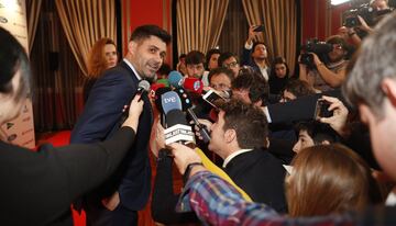 David Aganzo, el presidente de la Asociación de Futbolistas Españoles (AFE) desde hace más de un año, atiende a los periodistas congregados en la alfombra roja a su llegada al evento en Madrid.