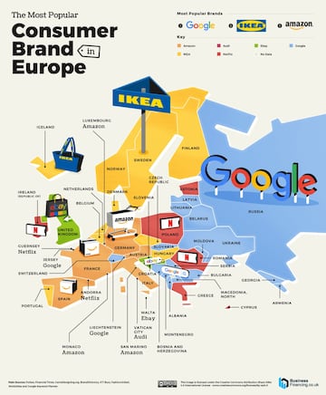 Mapa de las marcas más populares en el mundo: ¿cuál es la favorita en España?