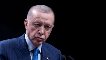 FILE PHOTO: Turkey's President Tayyip Erdogan speaks during a press conference with Greek Prime Minister Kyriakos Mitsotakis (not seen) at the Presidential Palace in Ankara, Turkey, May 13, 2024. REUTERS/Umit Bektas/File Photo