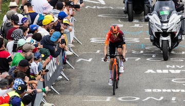 Carlos Rodríguez, ayer en la ascensión final en Saint-Lary