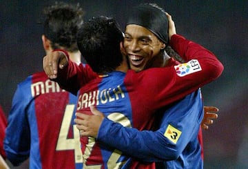 Saviola y Ronaldinho en el Barcelona.