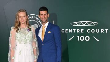 LONDON, ENGLAND - JULY 10: Elena Rybakina and Novak Djokovic attend the Wimbledon Champions Dinner at Wimbledon on July 10, 2022 in London, England. (Photo by Karwai Tang/WireImage)