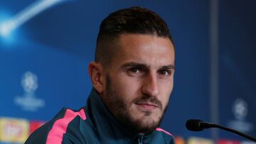 Soccer Football - Champions League - Atletico Madrid Press Conference - Wanda Metropolitano, Madrid, Spain - November 21, 2017   Atletico Madrid&#039;s Koke during the press conference   REUTERS/Sergio Perez