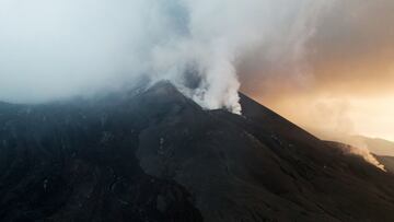 An aerial view of the Cumbre Vieja volcano near Tacande neighborhood, on the Canary Island of La Palma, Spain, December 13, 2021. Picture taken with a drone. REUTERS/Borja Suarez