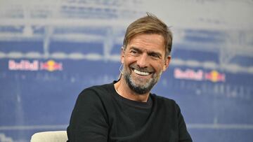 Jurgen Klopp, Red Bull's new "Global Head of Soccer" is interviewed at a press presentation in Salzburg, Austria on January 14, 2025. (Photo by KERSTIN JOENSSON / AFP)