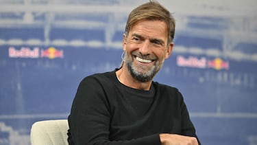 Jurgen Klopp, Red Bull's new "Global Head of Soccer" is interviewed at a press presentation in Salzburg, Austria on January 14, 2025. (Photo by KERSTIN JOENSSON / AFP)