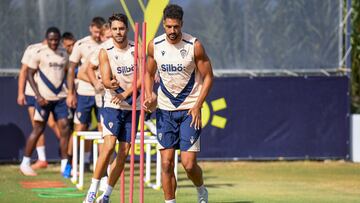 Chris Ramos, en un entrenamiento con el Cádiz.