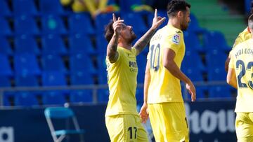 08 November 2020, Spain, Madrid: Villarreal&#039;s Paco Alcacer celebrates scoring his side&#039;s first goal during the Spanish Primera Division soccer match between Getafe CF and Villarreal at Coliseum Alfonso Perez. Photo: -/DAX via ZUMA Wire/dpa
 08/1