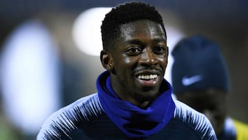 El jugador franc&eacute;s del Barcelona, Ousmane Demb&eacute;l&eacute;, entrenando con la selecci&oacute;n de Francia.