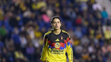 Scarlett Camberos of America during the Quarter-final second leg match between America and Monterrey as part of the Liga BBVA MX Femenil, Torneo Apertura 2025 at Ciudad de Los Deportes Stadium, on November 09, 2025 in Mexico City, Mexico.