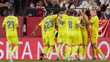 Celebraci&oacute;n del tanto de Lucas ante el Sevilla.