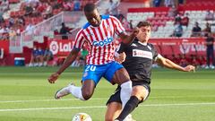 Mamadoy Sylla, jugador del Girona FC, durante un partido contra la SD Amorebieta.
 
 