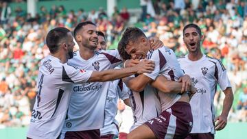 El Albacete celebra un gol.