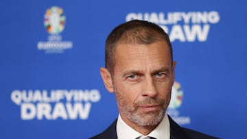 UEFA President Aleksander Ceferin attends the qualifying draw event for the UEFA EURO 2024 football championships, on October 9, 2022 in Frankfurt, Germany. (Photo by Daniel ROLAND / AFP)