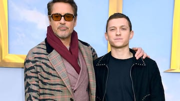 Robert Downey Jr y Tom Holland en la presentación de "Dolittle" en Cineworld Leicester Square, Londres. Enero 25, 2020.