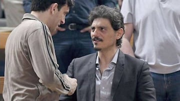 Dimitris Giannakopoulos, propietario del Panathinaikos, durante el primer partido de los cuartos entre su equipo y el Real Madrid.