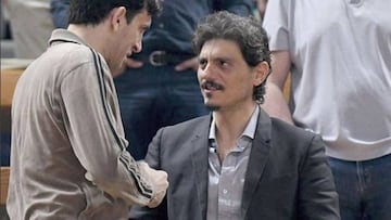 Dimitris Giannakopoulos, propietario del Panathinaikos, durante el primer partido de los cuartos entre su equipo y el Real Madrid.