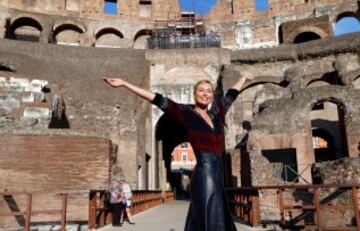 Sharapova entrena en el Coliseo de Roma