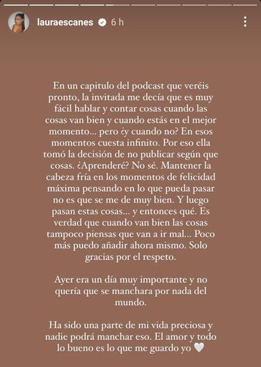 Laura Escanes, sobre su ruptura con ?lvaro de Luna: Ha sido una parte de mi vida preciosa