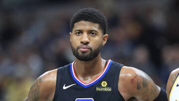 INDIANAPOLIS, INDIANA - DECEMBER 09: Paul George #13 of the Los Angeles Clippers watches the action against the Indiana Pacers at Bankers Life Fieldhouse on December 09, 2019 in Indianapolis, Indiana. NOTE TO USER: User expressly acknowledges and agrees that, by downloading and or using this photograph, User is consenting to the terms and conditions of the Getty Images License Agreement.   Andy Lyons/Getty Images/AFP
 == FOR NEWSPAPERS, INTERNET, TELCOS &amp; TELEVISION USE ONLY ==