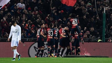 El Genoa celebra su triunfo frente al Inter.