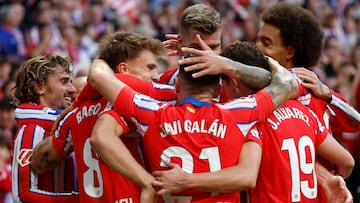 Los jugadores del Atlético celebran un gol esta temporada.