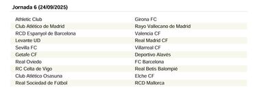 El calendario de LaLiga EA Sports 25/26 