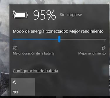 Así se recupera la barra de control de la batería en Windows 10