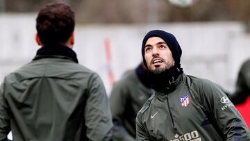 Luis Su&aacute;rez, en el entrenamiento del Atl&eacute;tico.
 