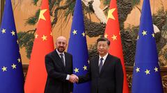 European Council President Charles Michel attends a meeting with Chinese President Xi Jinping at the Great Hall of the People in Beijing, China December 1, 2022. European Union/Handout via REUTERS  ATTENTION EDITORS - THIS IMAGE WAS PROVIDED BY A THIRD PARTY. NO RESALES. NO ARCHIVES.