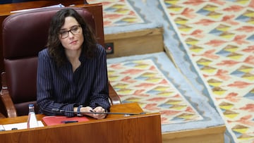 La presidenta de la Comunidad de Madrid, Isabel Díaz Ayuso, durante el pleno de la Asamblea de Madrid, a 12 de febrero de 2026, en Madrid (España). La Asamblea de Madrid muestra hoy su rechazo al pacto de financiación autonómica entre PSOE y ERC en una iniciativa del PP y también debate la petición de Más Madrid de cese de Miguel Ángel Rodríguez, jefe de Gabinete de la presidenta de la Comunidad de Madrid.
12 FEBRERO 2026
Alejandro Martínez Vélez / Europa Press
12/02/2026