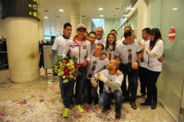 Llegada de Laia Sanz al aeropuerto del Prat después de quedar novena en el Dakar 2015