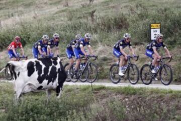 El pelotón durante la décima etapa de la Vuelta Ciclista a España 2016, con salida en la localidad de Lugones y meta en los Lagos de Covadonga,con un recorrido de 188,7 kilómetros.