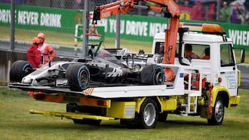 El Haas de Grosjean, accidentado en Monza.